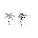 10K White Gold 1/10 Cttw Diamond  Encrusted Palm Tree Stud Earrings (H-I Color, I1-I2 Clarity)-5