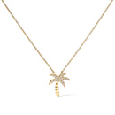 10K Yellow Gold 1/10 Cttw Round Diamond Palm Tree 18" Inch Pendant Necklace (H-I Color, I1-I2 Clarity)-4