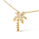 10K Yellow Gold 1/10 Cttw Round Diamond Palm Tree 18" Inch Pendant Necklace (H-I Color, I1-I2 Clarity)-6