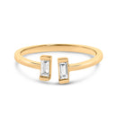 14K Yellow Gold Plated Sterling Silver 1/5 Cttw Baguette Diamond Open Band Ring-1
