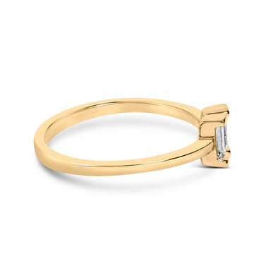 14K Yellow Gold Plated Sterling Silver 1/5 Cttw Baguette Diamond Open Band Ring - 0