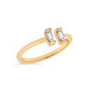 14K Yellow Gold Plated Sterling Silver 1/5 Cttw Baguette Diamond Open Band Ring-3