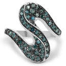 0.76 Carat Genuine Blue Diamond .925 Sterling Silver Ring-3