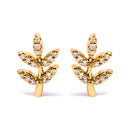 10K Yellow Gold 1/10 Cttw Diamond Accented Leaf and Branch Stud Earrings (H-I Color, I1-I2 Clarity)-4
