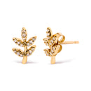 10K Yellow Gold 1/10 Cttw Diamond Accented Leaf and Branch Stud Earrings (H-I Color, I1-I2 Clarity)-5
