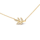 10K Yellow Gold 1/10 Cttw Diamond Leaf and Branch 18" Pendant Necklace (H-I Color, I1-I2 Clarity)-5