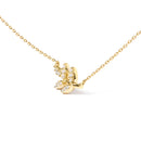 10K Yellow Gold 1/10 Cttw Diamond Leaf and Branch 18" Pendant Necklace (H-I Color, I1-I2 Clarity)-6