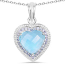 7.36 Carat Genuine Blue Topaz and Tanzanite .925 Sterling Silver Pendant-2
