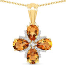 2.46 Carat Genuine Madeira Citrine and White Topaz .925 Sterling Silver Pendant-1