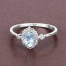0.48 Carat Genuine Aquamarine and White Diamond 14K White Gold Ring-4