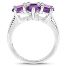 3.01 Carat Genuine  Amethyst .925 Sterling Silver Ring-2