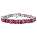 16.77 Carat Genuine Glass Filled Ruby & White Topaz .925 Sterling Silver Bracelet-1