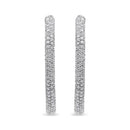18K White Gold 2 1/3 Cttw Pave Set Diamond Semi Eternity Leverback Hoop Earrings (F-G Color, VS1-VS2 Clarity)-2