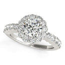 14k White Gold Round Floral Motif Diamond Engagement Ring (1 5/8 cttw)-1