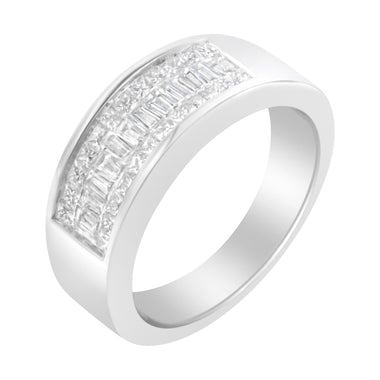 14K White Gold Princess and Baguette-cut Diamond Ring (1.0 Cttw, H-I Color, VS2-SI1 Clarity) - Size 6 - 0