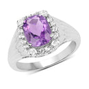 2.13 Carat Genuine  Amethyst and White Topaz .925 Sterling Silver Ring-1