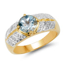 14K Yellow Gold Plated 1.70 Carat Genuine Blue Topaz .925 Sterling Silver Ring-1
