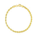 4.0mm 10k Yellow Gold Solid Diamond Cut Rope Bracelet-2