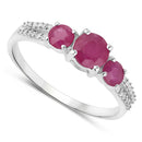 1.02 Carat Genuine Ruby and White Diamond 14K White Gold Ring-2