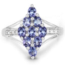 1.71 Carat Genuine Tanzanite and White Topaz .925 Sterling Silver Ring-3