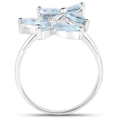 1.54 Carat Genuine Aquamarine .925 Sterling Silver Ring - 0