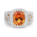 3.71 Carat Genuine Citrine and White Topaz .925 Sterling Silver Ring-3