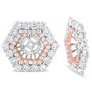 14K Rose and White Gold 1 7/8 Cttw Round Diamond Double Halo Earring Jacket for 6mm Round Studs (G-H Color, VS2-SI1 Clarity)-6