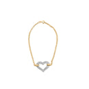 10K Two Tone Gold 1/4 Cttw Diamond Encrusted Heart Charm 7" Bracelet (H-I Color, I1-I2 Clarity)-1