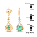 0.70 Carat Genuine Zambian Emerald and White Diamond 14K Yellow Gold Earrings-3