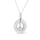 Matte Finish .925 Sterling Silver Diamond Accent Dancing Peace Sign 18" Pendant Necklace (I-J Color, I1-I2 Clarity)-3