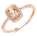 0.83 Carat Genuine Morganite and White Diamond 10K Rose Gold Ring-1