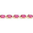 14K Yellow Gold Plated 7.00 Carat Glass Filled Ruby .925 Sterling Silver Bracelet-2