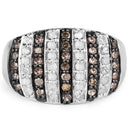 0.83 Carat Genuine Champagne Diamond and White Diamond .925 Sterling Silver Ring-3