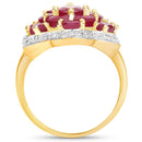 14K Yellow Gold Plated 4.18 Carat Genuine Glass Filled Ruby .925 Sterling Silver Ring-2