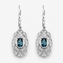 1.32 Carat Genuine London Blue Topaz and White Topaz .925 Sterling Silver Earrings-5