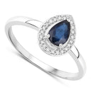 0.48 Carat Genuine Blue Sapphire and White Diamond 14K White Gold Ring-2