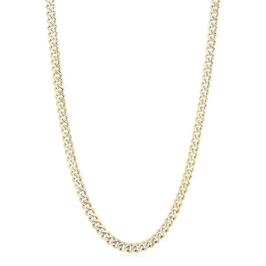 14k Yellow Gold White Pave High Polish Modern Lite Miami Cuban Chain (6.5mm) - 0