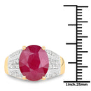 14K Yellow Gold Plated 5.49 Carat Glass Filled Ruby and White Topaz .925 Sterling Silver Ring-3