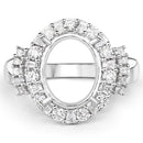 0.83 Carat Genuine White Diamond 14K White Gold Semi Mount Ring - holds 11x9mm Oval Gemstone-4