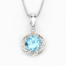2.32 Carat Genuine Swiss Blue Topaz and White Diamond 14K Yellow Gold with .925 Sterling Silver Pendant-2