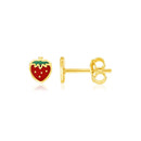 14k Yellow Gold Enameled Strawberry Childrens Earrings-1