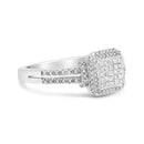 .925 Sterling Silver 1/4 Cttw Princess-cut Diamond Composite Ring with Beaded Halo (H-I Color, SI1-SI2 Clarity) - Size 7-2