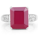 7.26 Carat Glass Filled Ruby and White Topaz .925 Sterling Silver Ring-3
