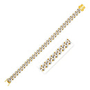 14k Two Tone Gold 8 1/4 inch Curb Chain Bracelet with White Pave-1