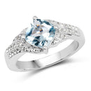2.06 Carat Genuine Blue Topaz and White Topaz .925 Sterling Silver Ring-1