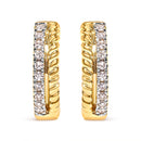10K Yellow Gold 1/10 Cttw Diamond and Rope Twist Huggy Hoop Earrings (H-I Color, I1-I2 Clarity)-4