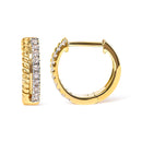 10K Yellow Gold 1/10 Cttw Diamond and Rope Twist Huggy Hoop Earrings (H-I Color, I1-I2 Clarity)-6