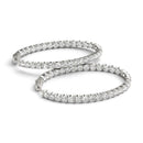 Oval Shape Two Sided Diamond Hoop Earrings in 14k White Gold (2 cttw)-3