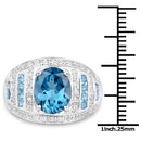 3.24 Carat Genuine London Blue Topaz and White Topaz .925 Sterling Silver Ring-3