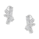 14K White Gold 2.0 Cttw Round-Brilliant Cut Diamond Domed X Shaped Omega Back Stud Earrings (H-I Color, I1-I2 Clarity)-3